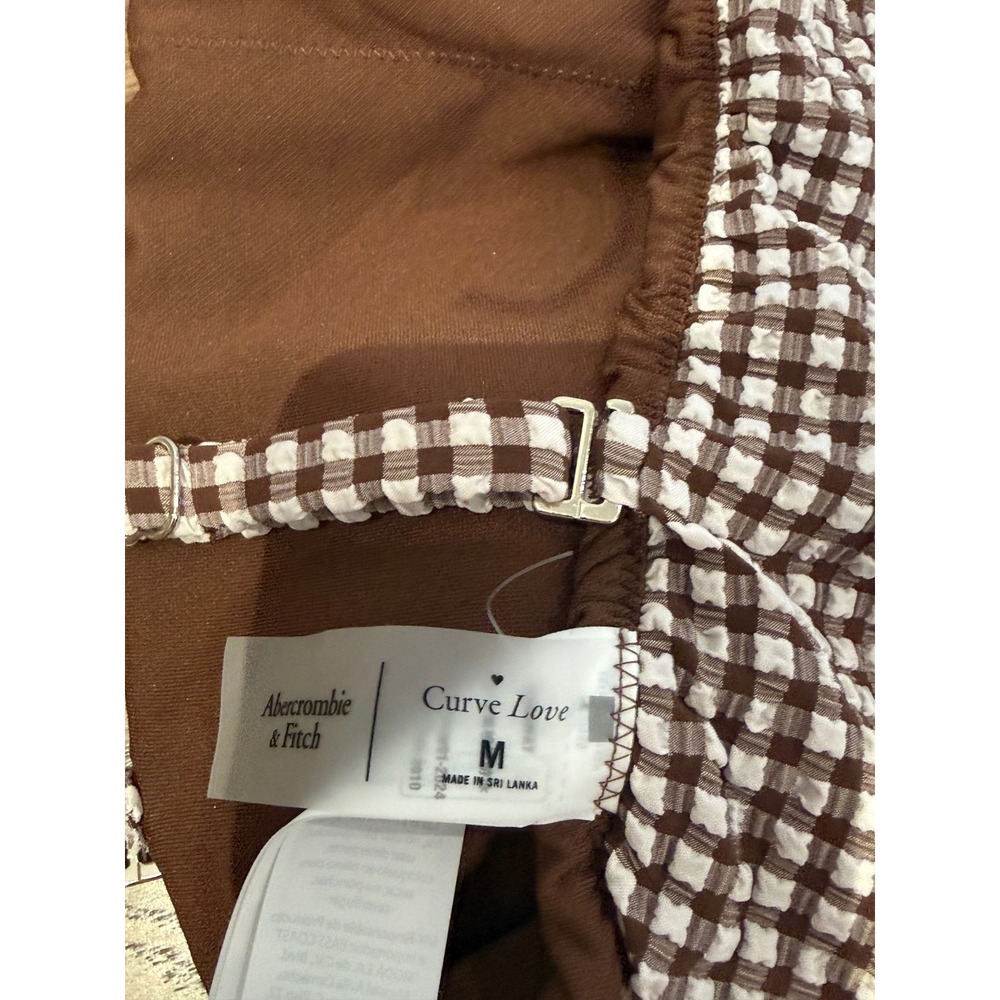 Abercrombie & Fitch Curve Love Gingham One Piece Swimsuit Brown White Medium NWT - Picture 8 of 10